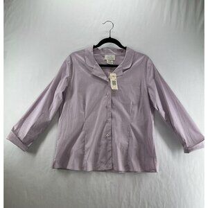 Field Manor Modern Classic Shirt Womens 14 Long Sleeves Button Up Collared Lilac